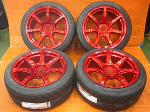 【Y4】キャンディレッド☆WORK エモーション T7R 18インチ 9.5J +38 PCD114.3 5H HANKOOK Z232 R-S4 245/40R18(新品) ランエボ/WRX STIなど