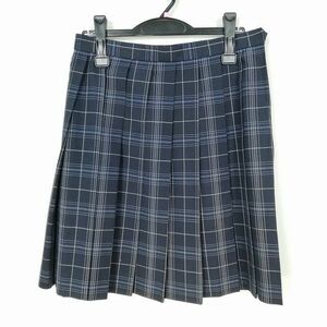 1円 スクールスカート 大きいサイズ 夏物 w72-丈52 チェック 中学 高校 プリーツ 学生服 制服 女子 中古 IN7461