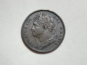 １円スタート! ・1822イギリス 1ファージング銅貨ジョージ4世 ・アンティーク コイン