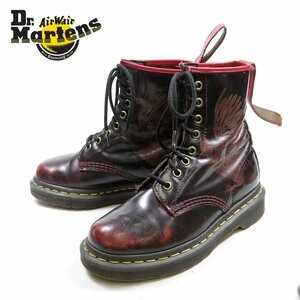 UK3　22cm相当 Dr.Martens ドクターマーチン 8ホール　レザーシューズ 　不死鳥　革靴 マーチン　レザー　チェリーレッド /24.3.12/P375