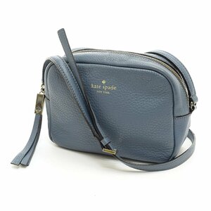 □522572 kate spade ケイトスペード ショルダーバッグ スクエアポシェット 本革レザー レディース ブルー