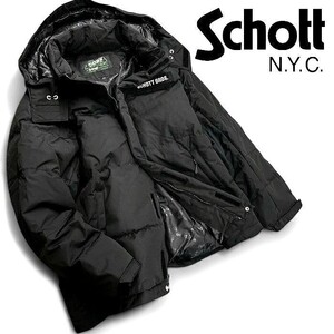 □Schott N.Y.C. ショット 新品 定価3.8万 CLASSIC TWOTONE DOWN JKT クラシック 2トーン ダウンジャケット 3122069 黒 L ▲105▼30525k05