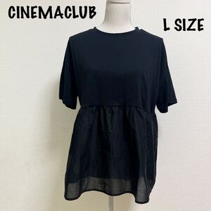 新品　未使用　CINEMACLUB 切り替え　Tシャツ　ブラック 黒 レディース　Lサイズ　クルーネック 半袖 UVカット　無地