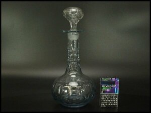 【銀閣】レトロ 切子 硝子 デキャンタ 瓶 高31cm 旧家蔵出(LC438)