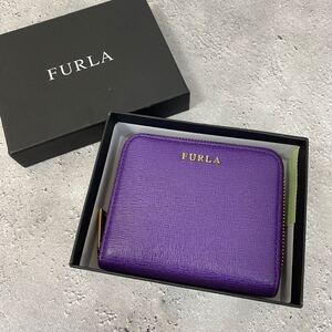 超美品 FURLA フルラ レザー ジップ 折り財布 コンパクトウォレット