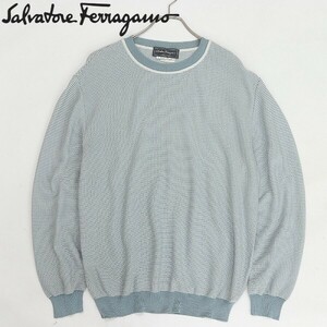 ◆Salvatore Ferragamo サルヴァトーレ フェラガモ ボーダー柄 コットン ニット セーター L