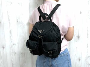 極美品 PRADA プラダ テスート ナイロンリュック リュックサック バッグ B6677F ナイロン×レザー 黒 72520