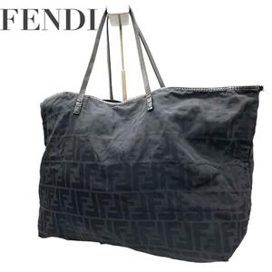 FENDI フェンディ　N ナイロン　トートバッグ　ズッキーノ柄　黒　ブラック