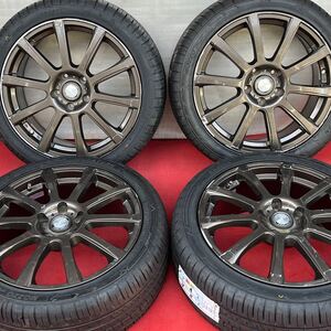 23年式2本新品タイヤ。B-WIN 社外ホイール18インチ×7.5J +48 PCD114.3/5穴225/45R18ラジアルタイヤ4本。アルファードヴェルファイア他等。