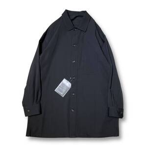 24ss YOHJI YAMAMOTO POUR HOMME ウールギャバジンロングシャツ 長袖シャツ サイズ2 ブラック ヨウジヤマモト プールオム 店舗受取可