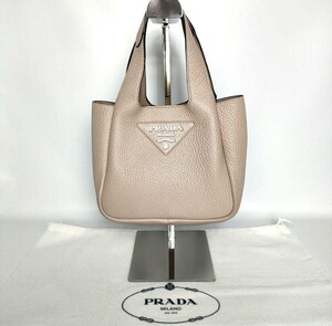 【極美品】 PRADA プラダ Flou ミニバッグ ハンドバッグ バック 三角ロゴ レザー ピンクベージュ レディース 通勤 通学 お出かけ 人気