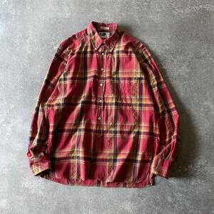 Engineered Garments エンジニアードガーメンツ チェック柄 長袖 ボタンダウンシャツ USA製 ラメ コットン エルボー メンズ(M) レッド 赤