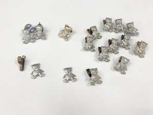 チャーム クマ 立体 シルバー パーツ ハンドメイド 材料 手芸 ペンダント キーホルダー 色々まとめ売り 総重0.11㎏