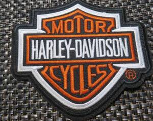 DX■黒枠橙白◆新品ハーレーダビッドソンHarley-Davidson刺繍ワッペン激渋◇アメリカUS二輪車　オートバイ　バイク　ロック◎◎ミリタリー