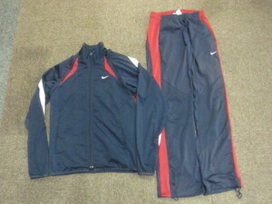 ナイキ　NIKE FIT DRY　ジャージ上下セットアップ メンズSM 紺赤 ベスト可能 トラックスーツ上下 トラックジャケット＆ジャージパンツ06019