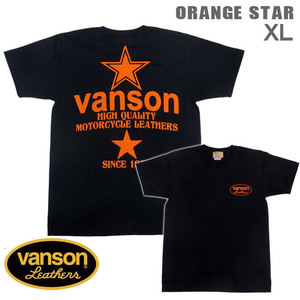 VANSON / バンソン 半袖Ｔシャツ VSS-11「ORANGE STAR」サイズXL ブラック オレンジスター 別注