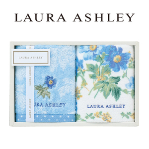 Laura Ashley ローラ アシュレイ タオルハンカチセット 25×25cm ブルー 花