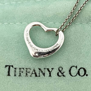 1円～★ティファニー TIFFANY＆Co. エルサペレッティ オープンハート SV925 ネックレス★保存袋付き スターリングシルバー A2002Z7N1