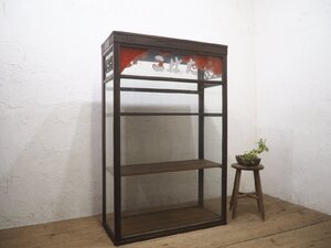 タ荷P0014◆H136cm×W87cm◆引き戸無し◆レトロなタバコ屋の大きい木枠ガラスケース◆飾り棚 陳列棚 たばこ 店舗什器 アンティークP(ヤD)松