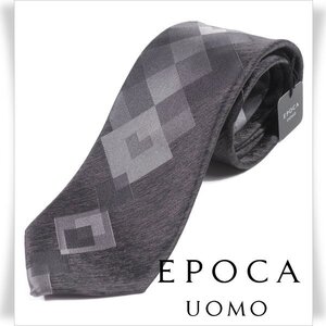 新品1円～★定価1.4万 エポカ ウォモ EPOCA UOMO 日本製 シルク絹100% ネクタイ 織柄 ブラック グレー 正規店本物 ◆3835◆