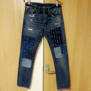 denim&supply RALPHLAUREN デニム&サプライ ラルフローレン 刺し子 デニムパンツ ジーンズ リペア ダメージ加工 W31 インディゴブルー