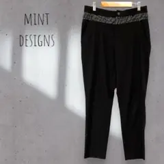 42【mintdesigns】切替 テーパードパンツ デザイン ロゴ キュプラ