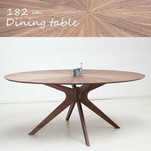 幅182cm 高さ72cm 楕円 ダイニングテーブル 北欧 sbkt182-351wn　ブラウン ウォールナット 光線張り 木製 北欧 アウトレット 10s-2k so