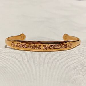 廃番 美品 CHROME HEARTS クロムハーツ 22k CHプラス フラットバングル 2Pダイヤ ブレスレット ロゴ