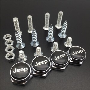 ★ジープ JEEP★80★ ナンバープレート ボルトキャップ カバー 盗難防止ねじ 4個セット ドレスアップ ネジ ステンレス製