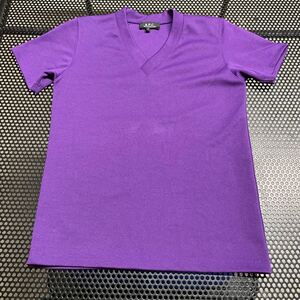 フランス製 アーペーセー APC 半袖 Ｖネック Tシャツ 紫 パープル 薄手のジャージ素材ぐらいです Sサイズ XSぐらいに身幅狭いです