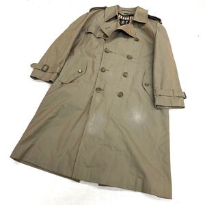 1610◎ DAKS ダックス トップス トレンチ コート ロング ダブル 裏チェック 無地 カジュアル カーキ メンズ92-5A