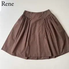 Rene ルネ　フレアスカート　タックギャザー　プリーツスカート　カメリアボタン