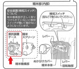 象印 精米機　BR-WA10用 抵抗装置セット（新品・部品）