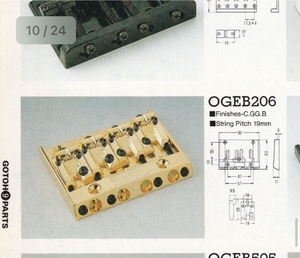 希少　裏通し可能　GOTOH OGEB206 エレキベース　ベースギター　4弦用　ブリッジ　トレモロ