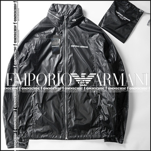 贅沢EAロゴパッカブル■新品【EMPORIO ARMANI】極上RIPSTOP/リップストップライトポリエステルジップジャケット48/M/エンポリオアルマーニ