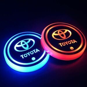 s44 【2個1セット】トヨタ TOYOTA LEDコースター カップホルダー 車内 マット 7色 ドリンクホルダー車室内装飾ライト SNSで話題の　