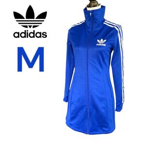 アディダス adidas ロング トラックジャケット トラックワンピース ブルー M EUROPA DRESS ヨーロッパドレス トレフォイル Aライン