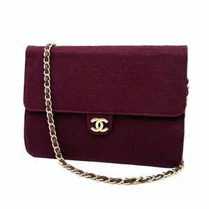 1円 CHANEL シャネル マトラッセ プッシュロック ココマーク コットン ジャージ チェーン ショルダー バッグ dD08165N