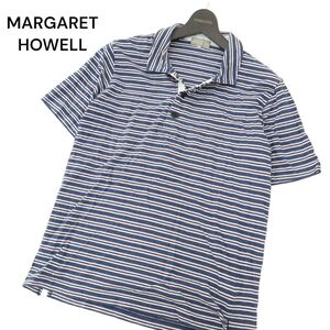 MARGARET HOWELL マーガレットハウエル 春夏 ボーダー★ 半袖 ポロシャツ Sz.M　メンズ 日本製　A4T04593_4#D