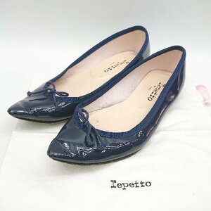 ◇ ◎ repetto PARIS レペットパリス リボン装飾 キレイめ 大人感 パンプス サイズ表記なし ネイビー系 レディース E