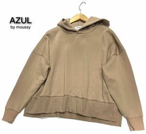 AZUL by moussy★アズールバイマウジー★ （S）サイドスリット オーバーサイズ プルオーバー パーカー/モカ系