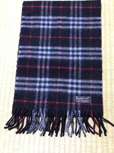 ★★オールド バーバリー Burberrys バーバリーズ ラムウール100% LAMBS WOOL マフラー ノバチェック　 England製　紺チェック　 