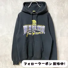 古着 used　PORT&COMPANY　長袖プリントパーカー　スウェット　黒　ブラック　FIFE HIGH SCHOOL