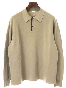 A.PRESSE ア プレッセ 22AW Cashmere Knit L/S Polo レザーパイピングカシミヤニットポロシャツ ベージュ 3 IT9J5MQLDZR2