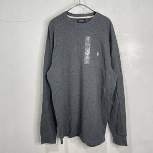 送料無料☆未使用品☆POLO RALPH LAUREN☆ラルフローレン☆ワンポイント刺繍ロゴサーマルロンT☆長袖☆グレー☆XL☆H23