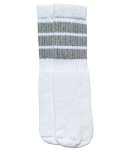 SkaterSocks ベビー キッズ 赤ちゃん 子供 ロングソックス 靴下 ソックス Kids White tube socks with Grey stripes style 1（10インチ）