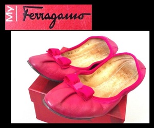 【074-34】SalvatoreFerragamoサルヴァトーレフェラガモ★ピンクバレエシューズ(サイズ4 1/2)難有り