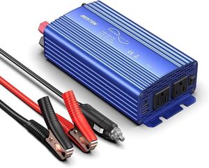 正弦波 インバーター シガーソケット コンセント 500W DC12VをAC100Vに変換 USB2ポート搭載 車載用インバーター 12V車専用 青