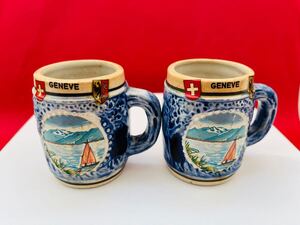 海外土産 GENEVE ジュネーブ スイス ミニマグカップ 食器 アンティーク雑貨 置物 レトロ コレクション 陶器