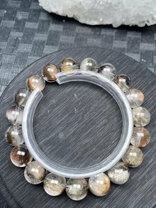 即決 0321b421 天然美品★【65A猫目プラチナクォーツ】★ブレス 10.5-11mm（新品）